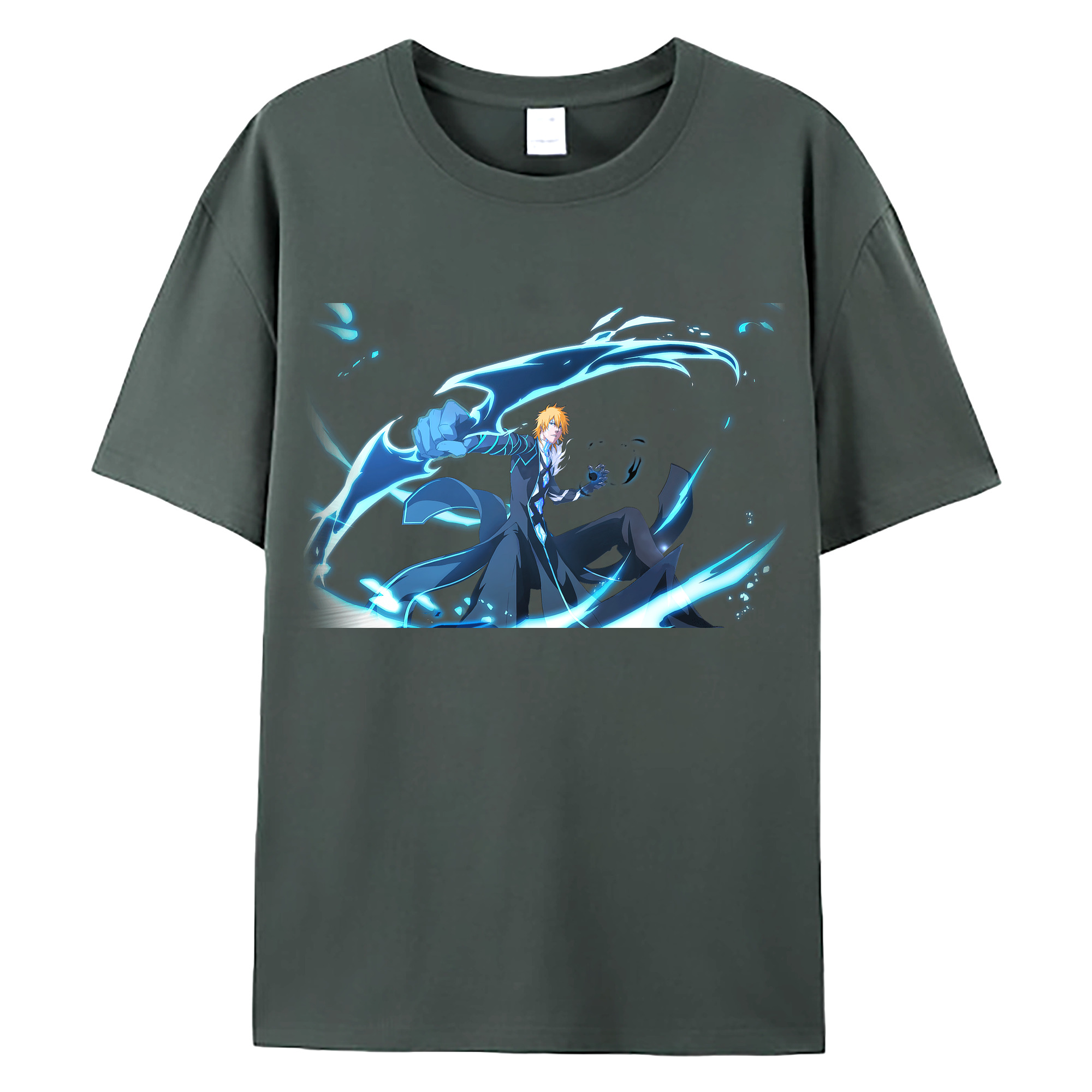 （画像用） ブリーチ 黒崎一護（くろさき いちご）BLEACH Kurosaki Ichigo 綿100％ メンズ半袖Tシャツ｜肌触りやわらか＆通気性